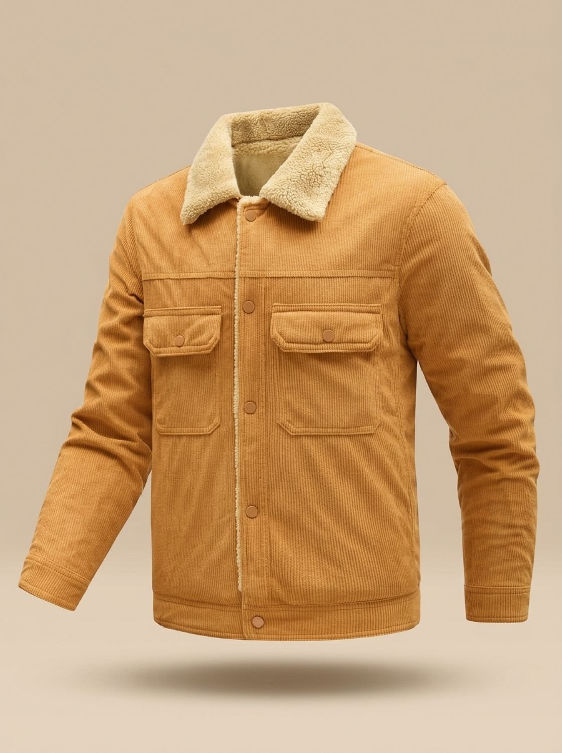 Men's Corduroy Coat with Fleece Lining and Sherpa Collar