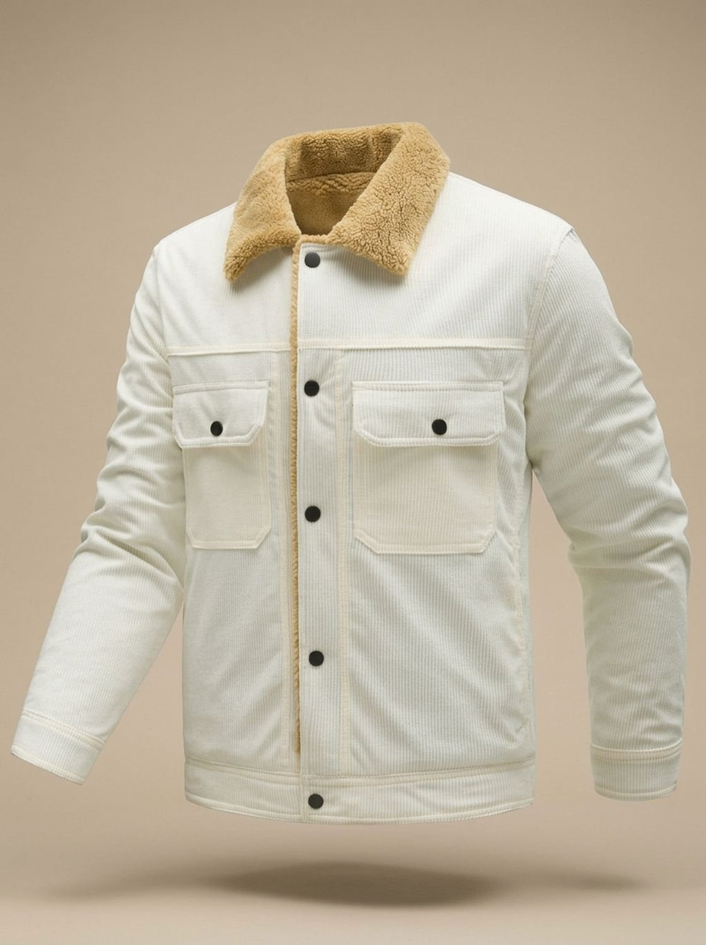 Men's Corduroy Coat with Fleece Lining and Sherpa Collar