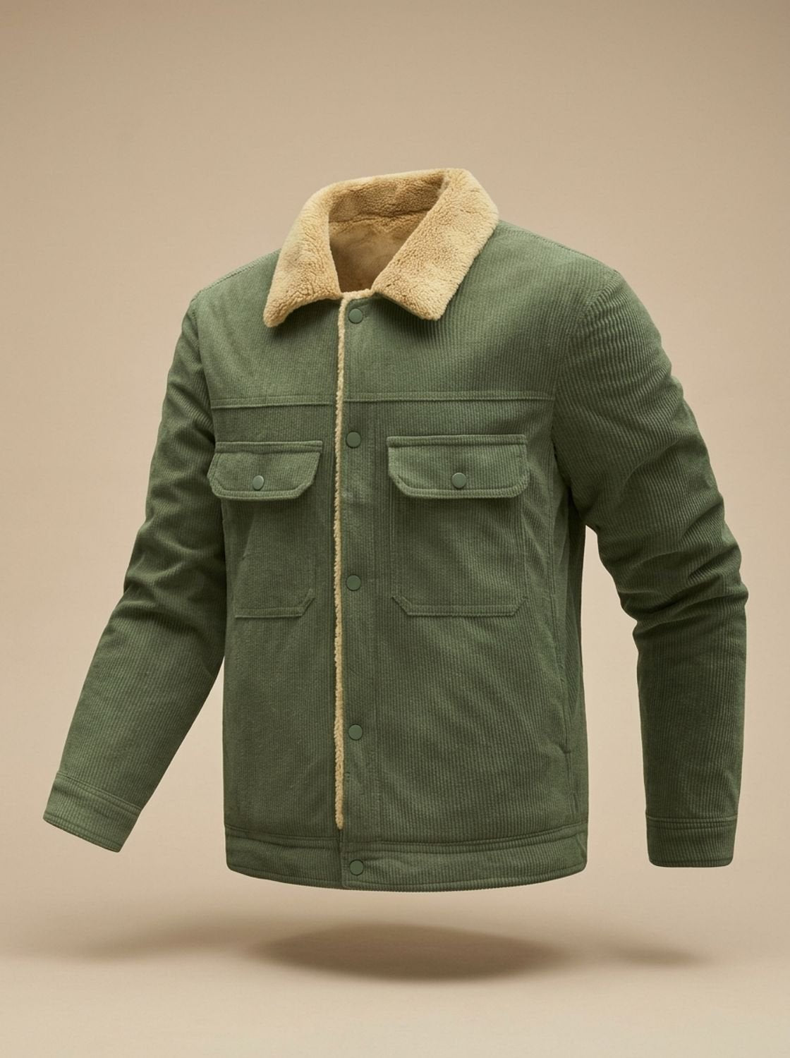Men's Corduroy Coat with Fleece Lining and Sherpa Collar