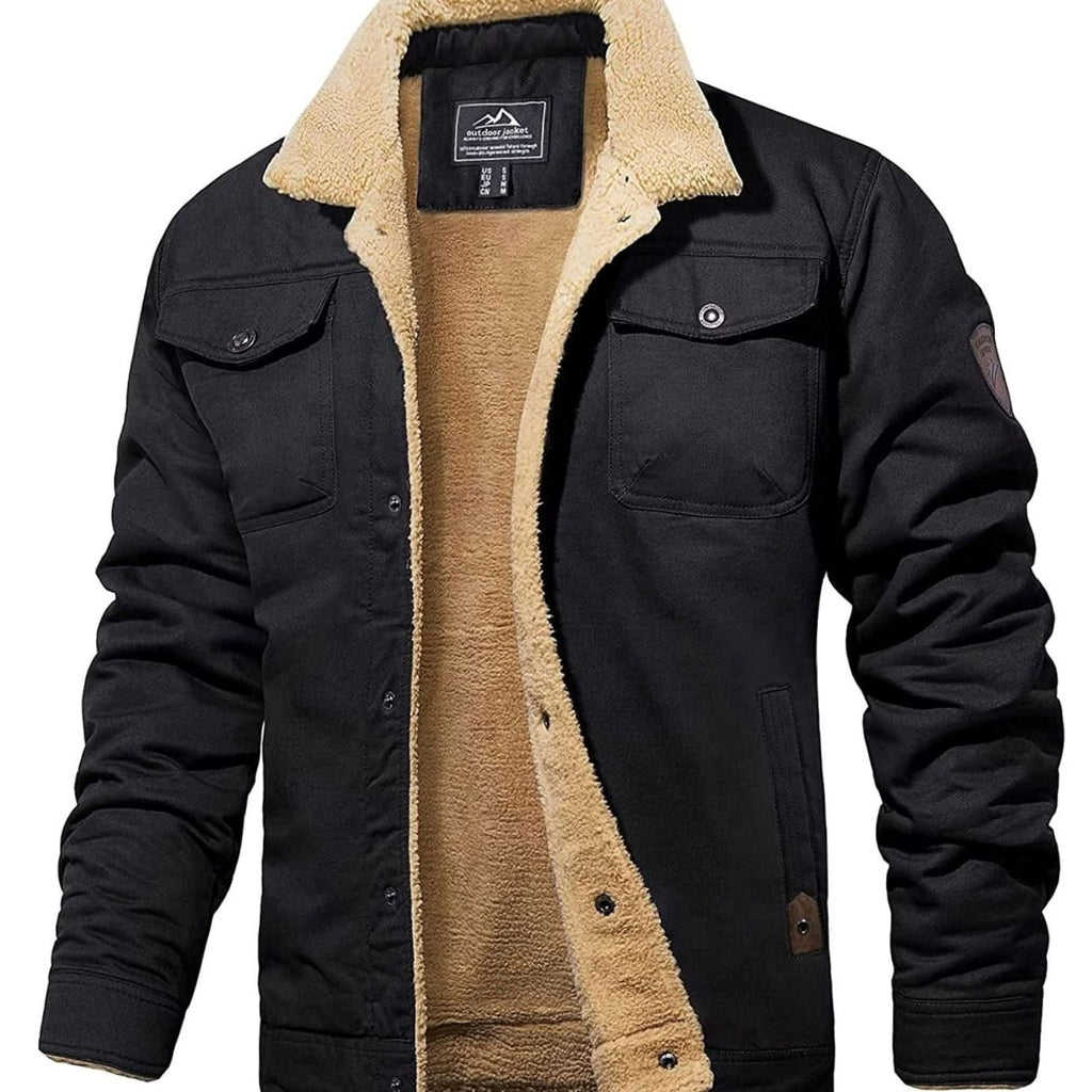 Men's Snap Front Sherpa Lined Fleece Winter Coat
