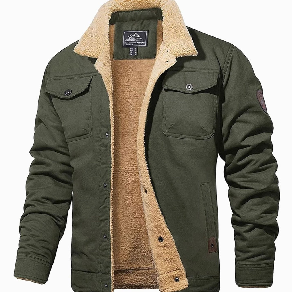 Men's Snap Front Sherpa Lined Fleece Winter Coat
