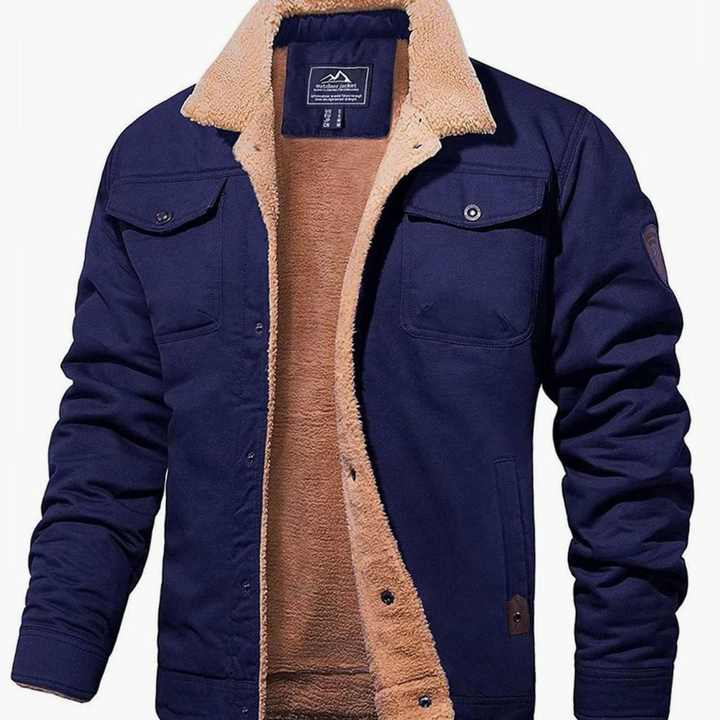 Men's Snap Front Sherpa Lined Fleece Winter Coat