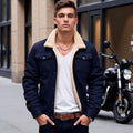 Men's Snap Front Sherpa Lined Fleece Winter Coat