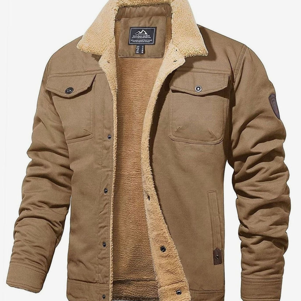 Men's Snap Front Sherpa Lined Fleece Winter Coat