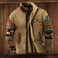 Men's Zip Front Winter Coat with Sherpa Lining and Printed Sleeves