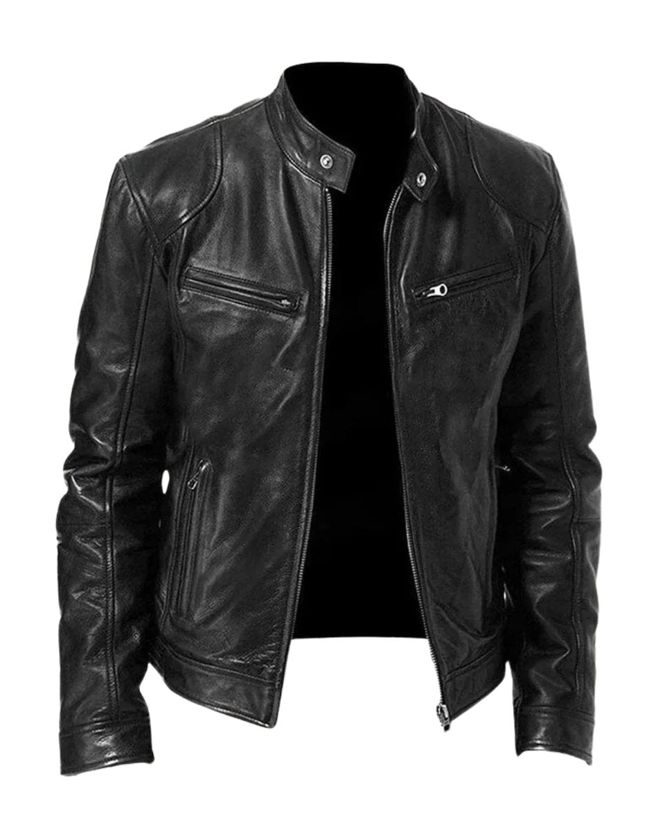 Men's Slim Moto Style Quilted Leather Jacket