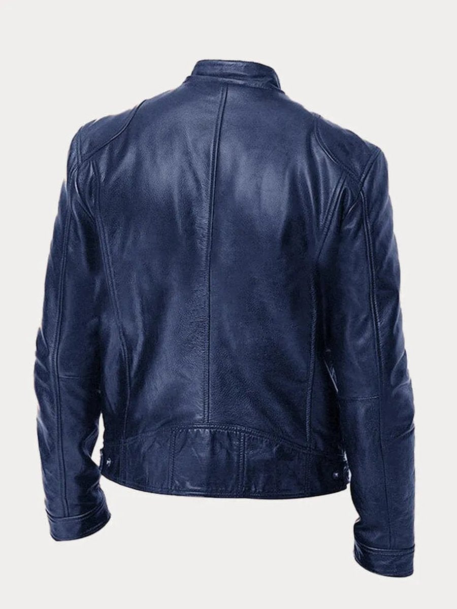 Men's Slim Moto Style Quilted Leather Jacket