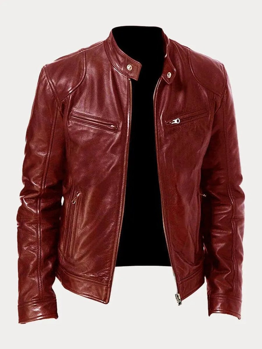 Men's Slim Moto Style Quilted Leather Jacket