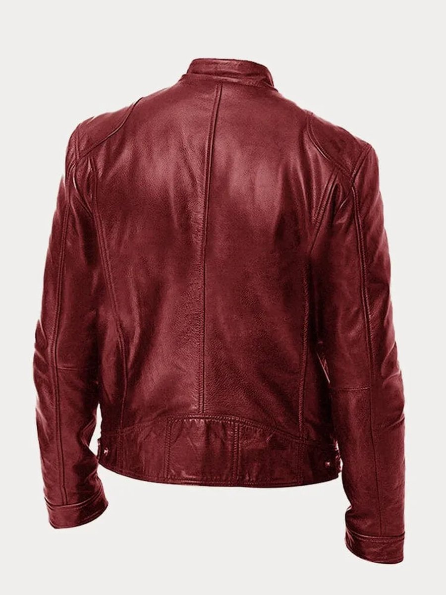 Men's Slim Moto Style Quilted Leather Jacket