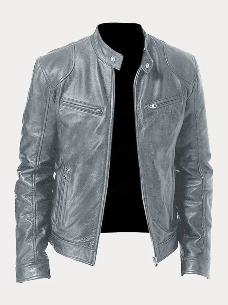Men's Slim Moto Style Quilted Leather Jacket