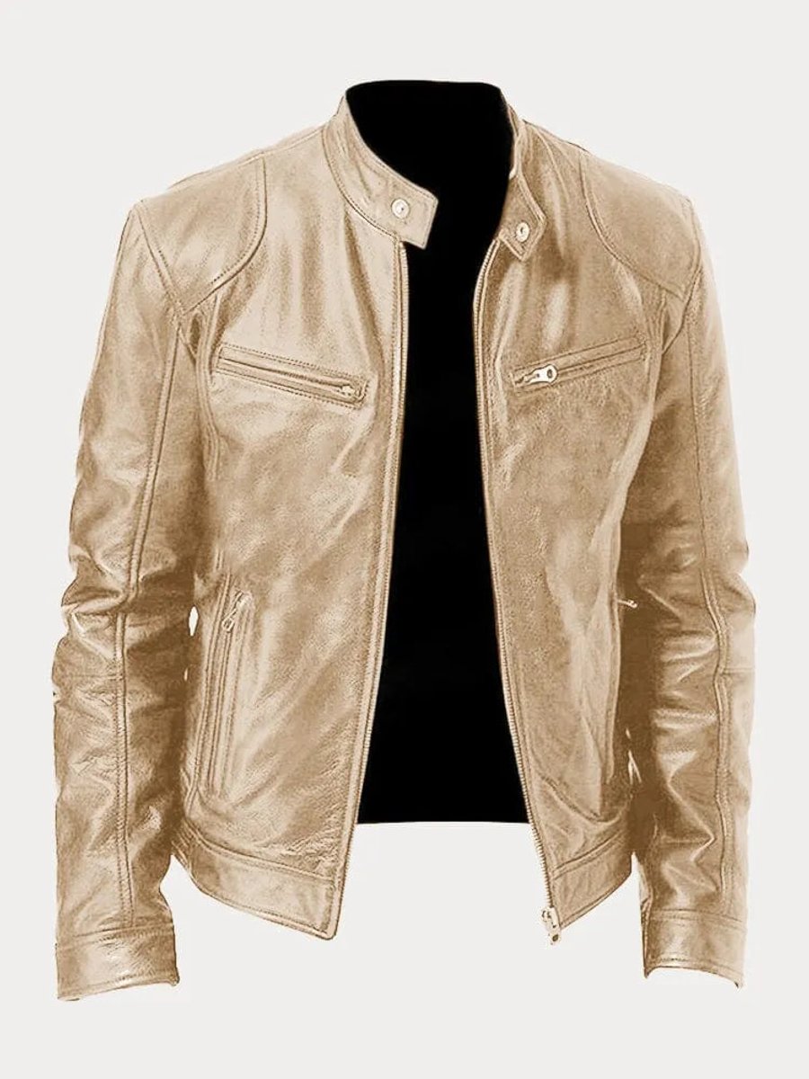 Men's Slim Moto Style Quilted Leather Jacket