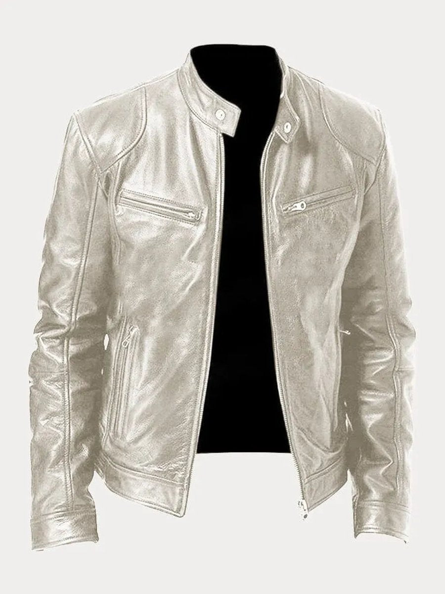 Men's Slim Moto Style Quilted Leather Jacket