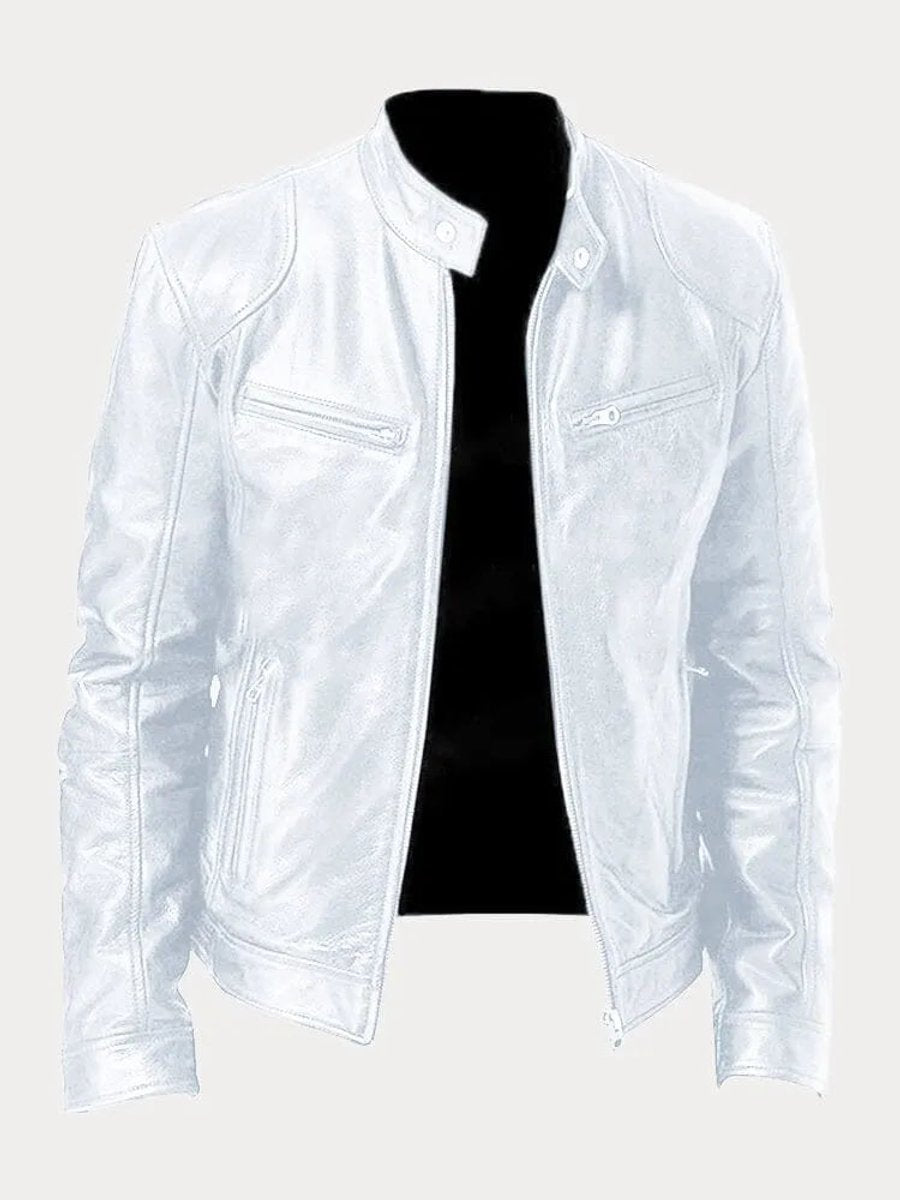 Men's Slim Moto Style Quilted Leather Jacket