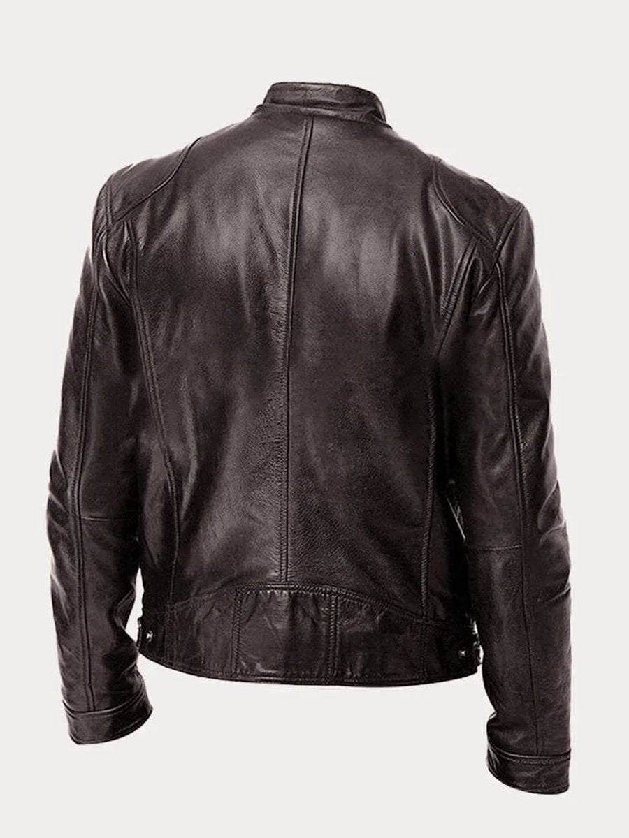 Men's Slim Moto Style Quilted Leather Jacket
