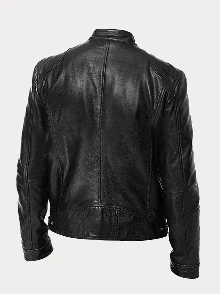 Men's Slim Moto Style Quilted Leather Jacket