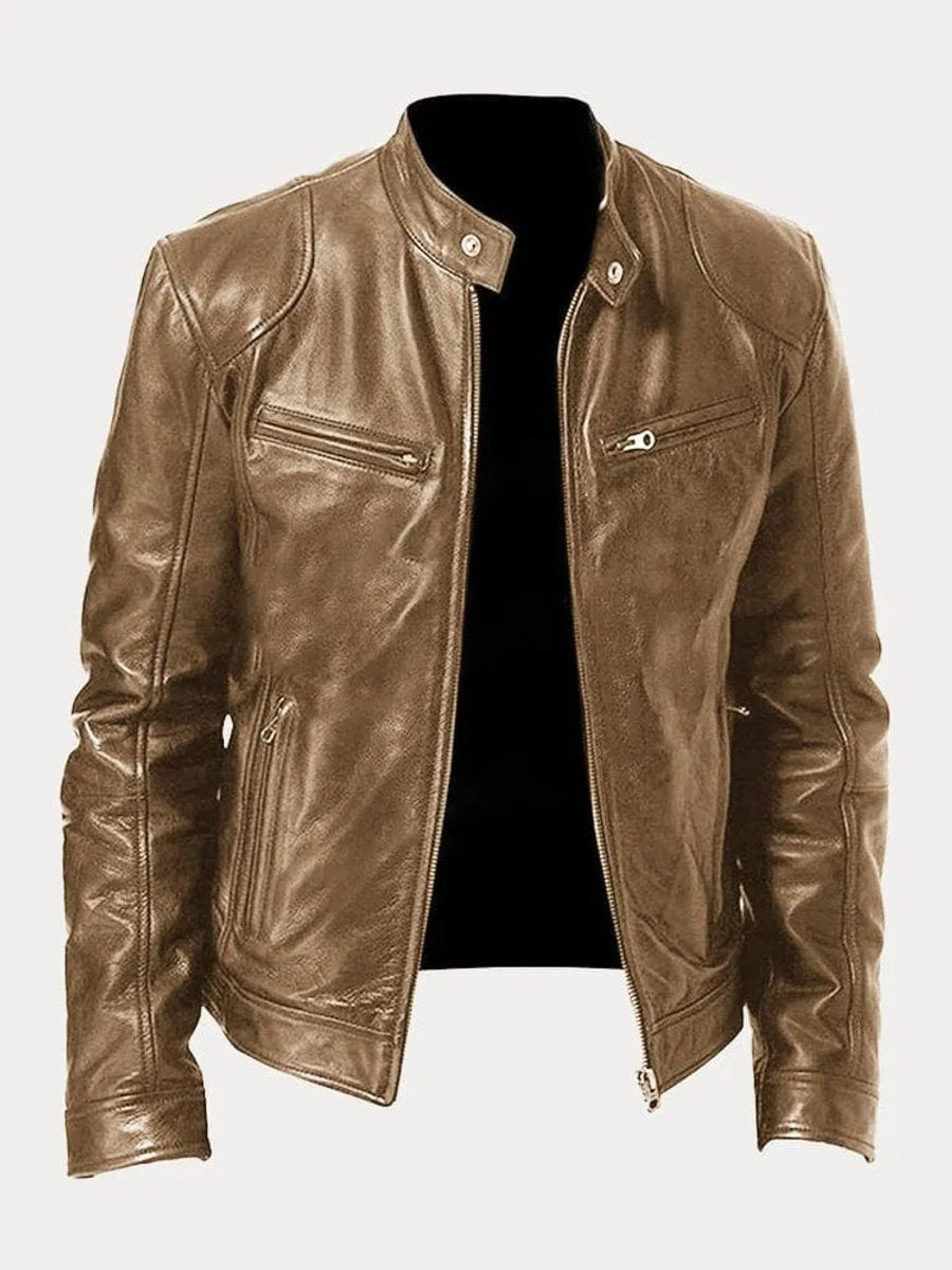 Men's Slim Moto Style Quilted Leather Jacket