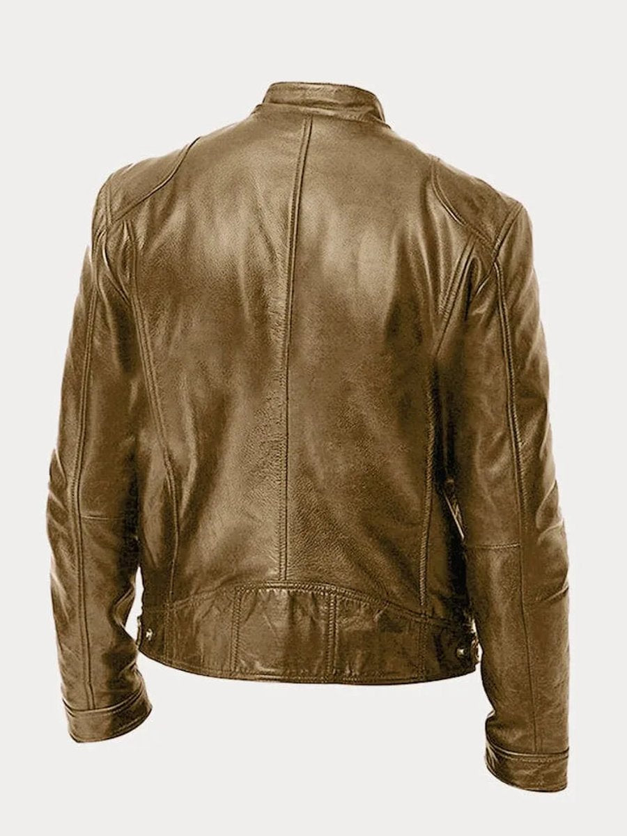 Men's Slim Moto Style Quilted Leather Jacket