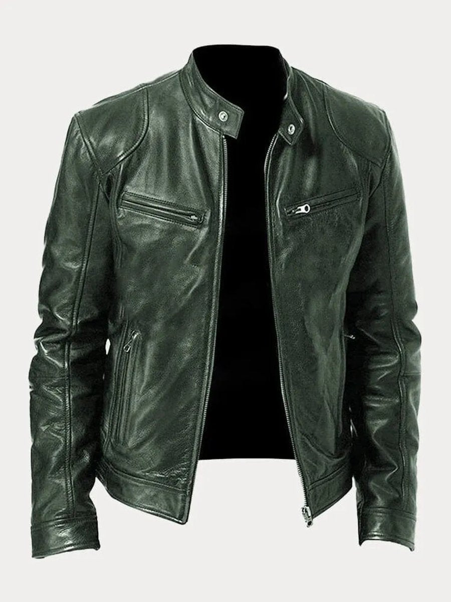 Men's Slim Moto Style Quilted Leather Jacket