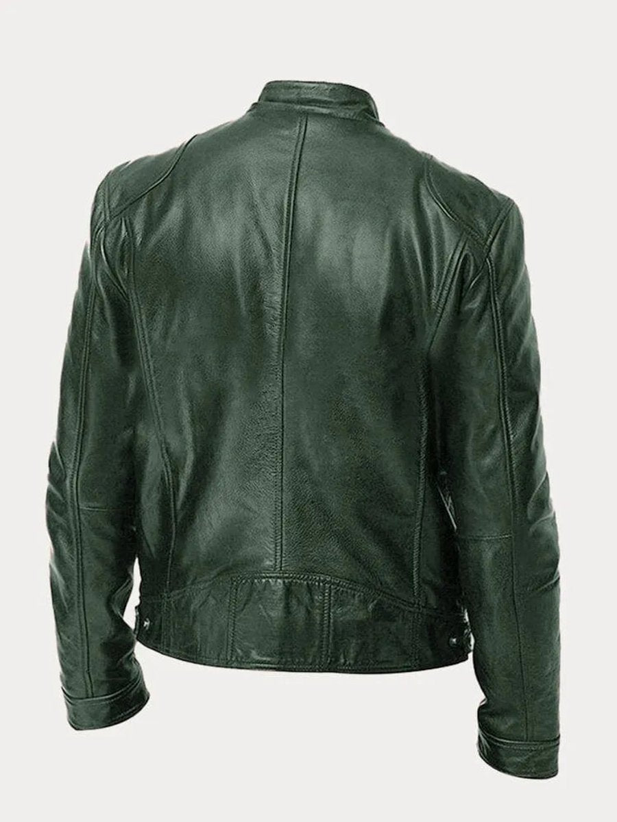 Men's Slim Moto Style Quilted Leather Jacket