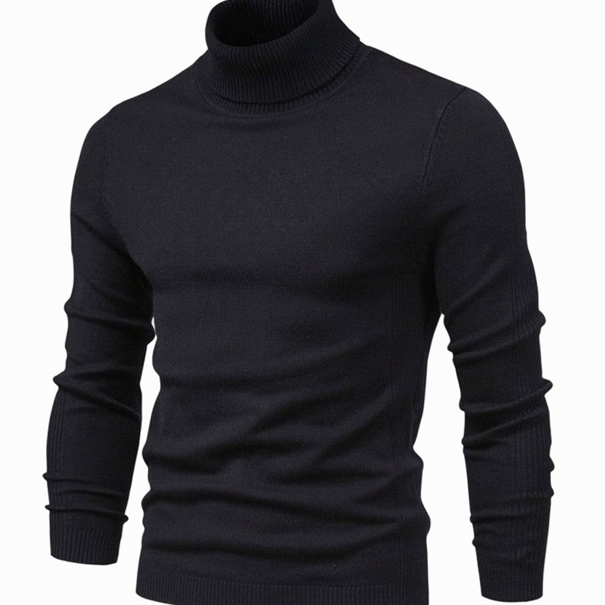 Men's Slim Ribbed Collar Cold Weather Knit Turtleneck