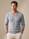 Men's Stretch Fine Knit Slim V-Neck Pullover