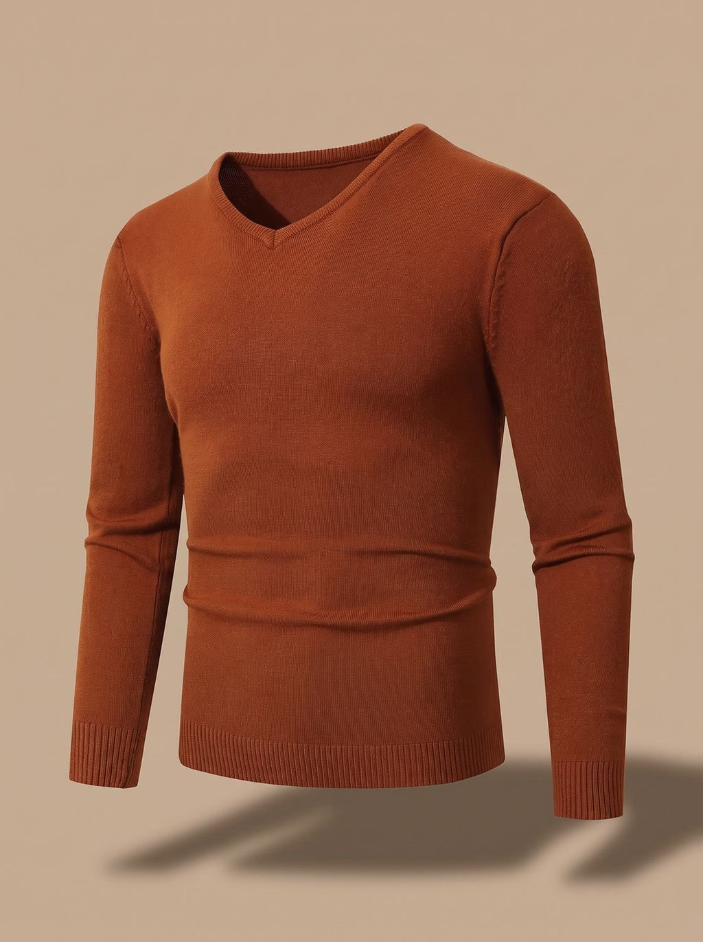 Men's Stretch Fine Knit Slim V-Neck Pullover