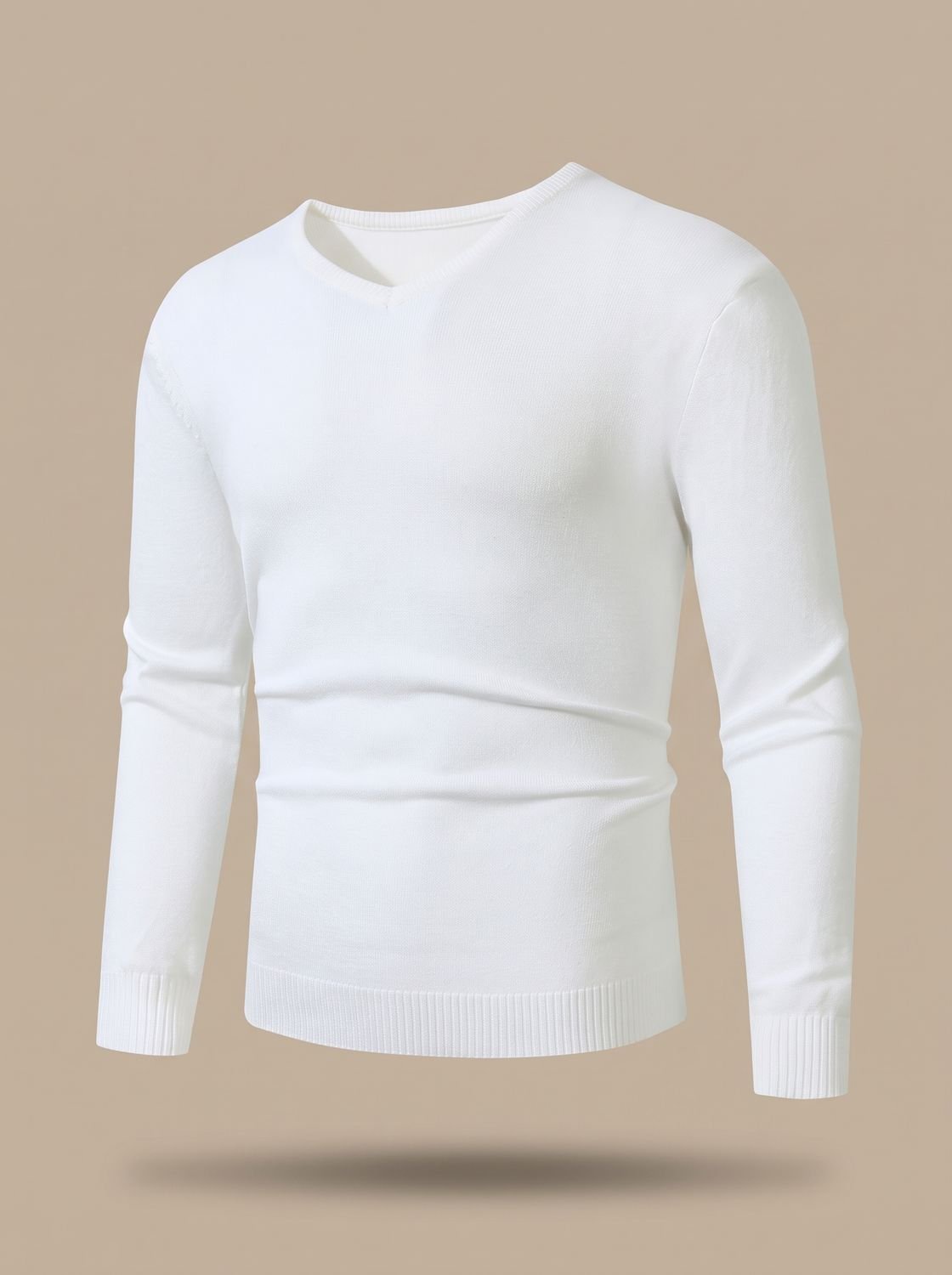 Men's Stretch Fine Knit Slim V-Neck Pullover