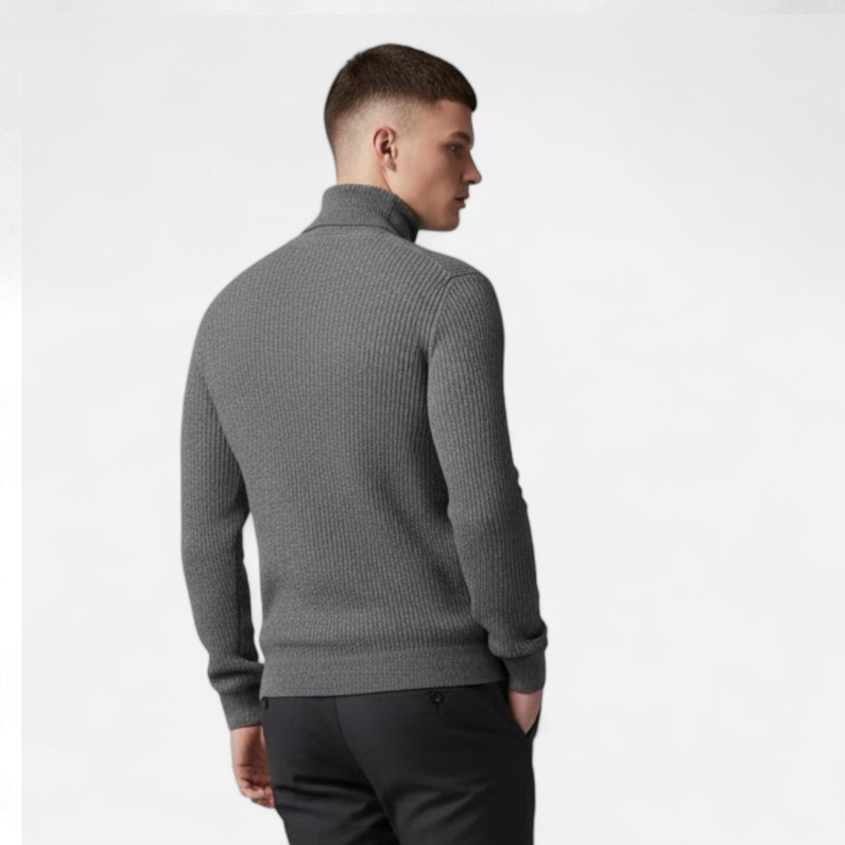 Men's High Collar Soft Knit Pullover Sweater
