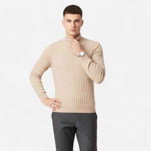 Men's High Collar Soft Knit Pullover Sweater
