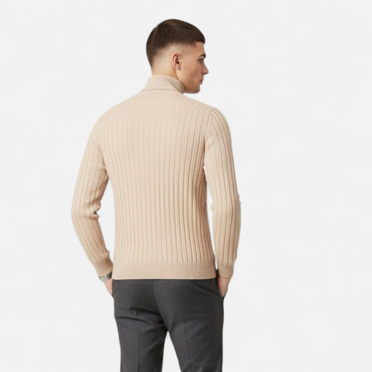 Men's High Collar Soft Knit Pullover Sweater