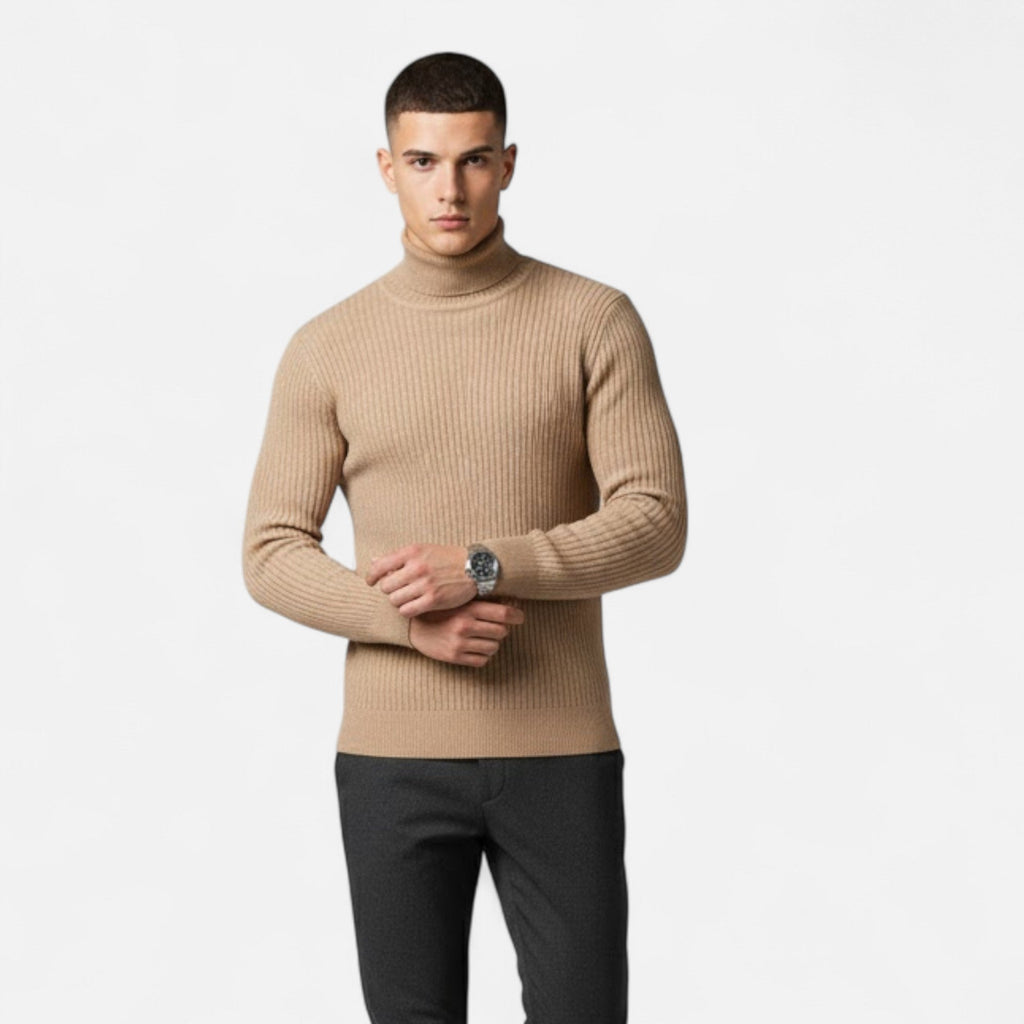 Men's High Collar Soft Knit Pullover Sweater
