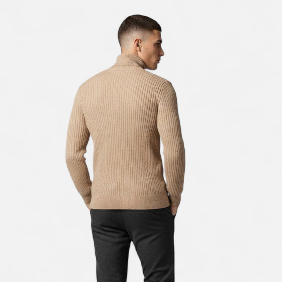 Men's High Collar Soft Knit Pullover Sweater