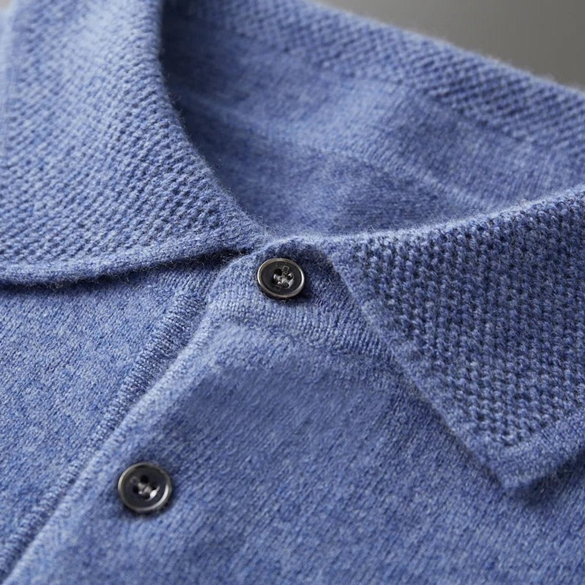Men's Long Sleeve Button Collar Soft Knit Polo Pullover