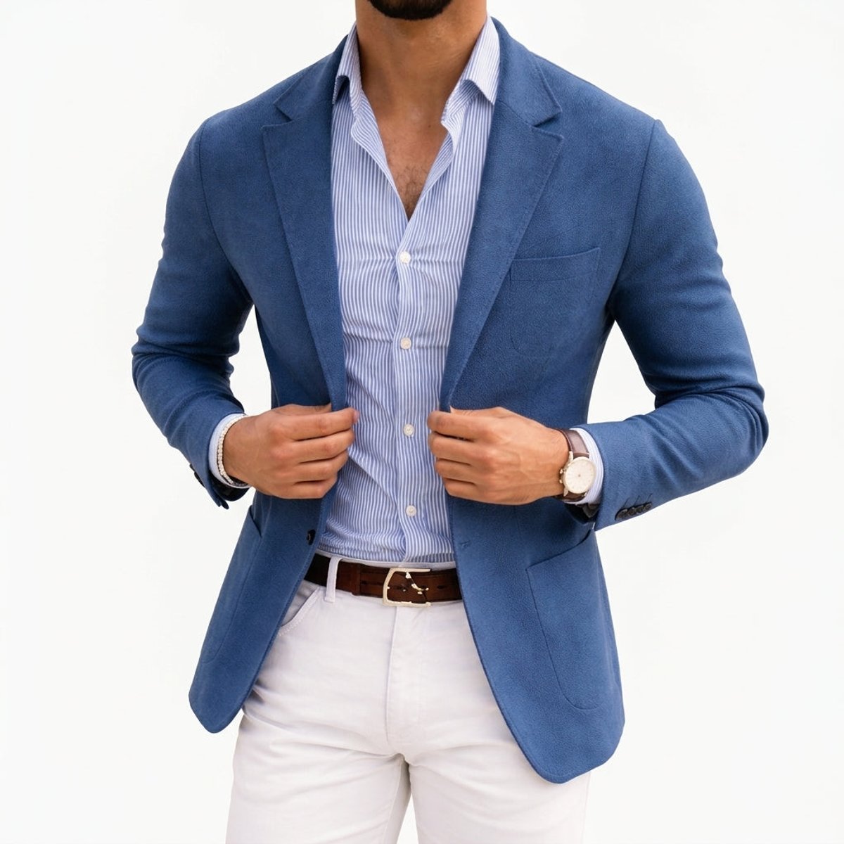 Men's Notch Lapel Knit Tailored Sport Coat