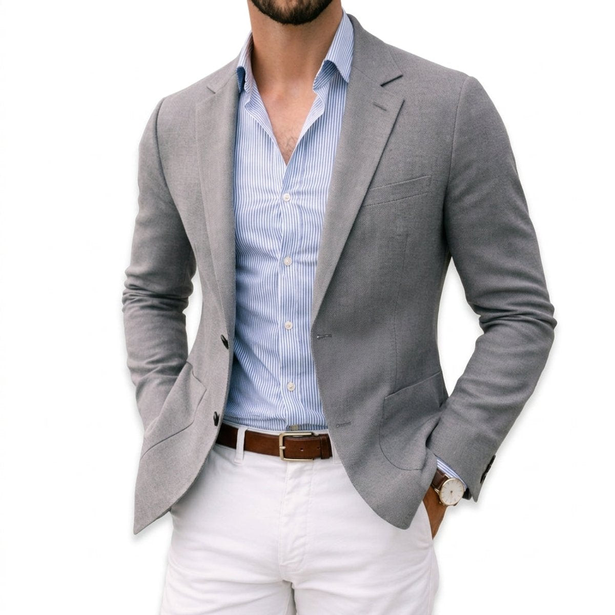 Men's Notch Lapel Knit Tailored Sport Coat