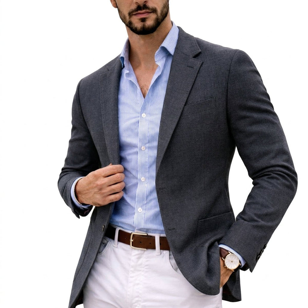 Men's Notch Lapel Knit Tailored Sport Coat