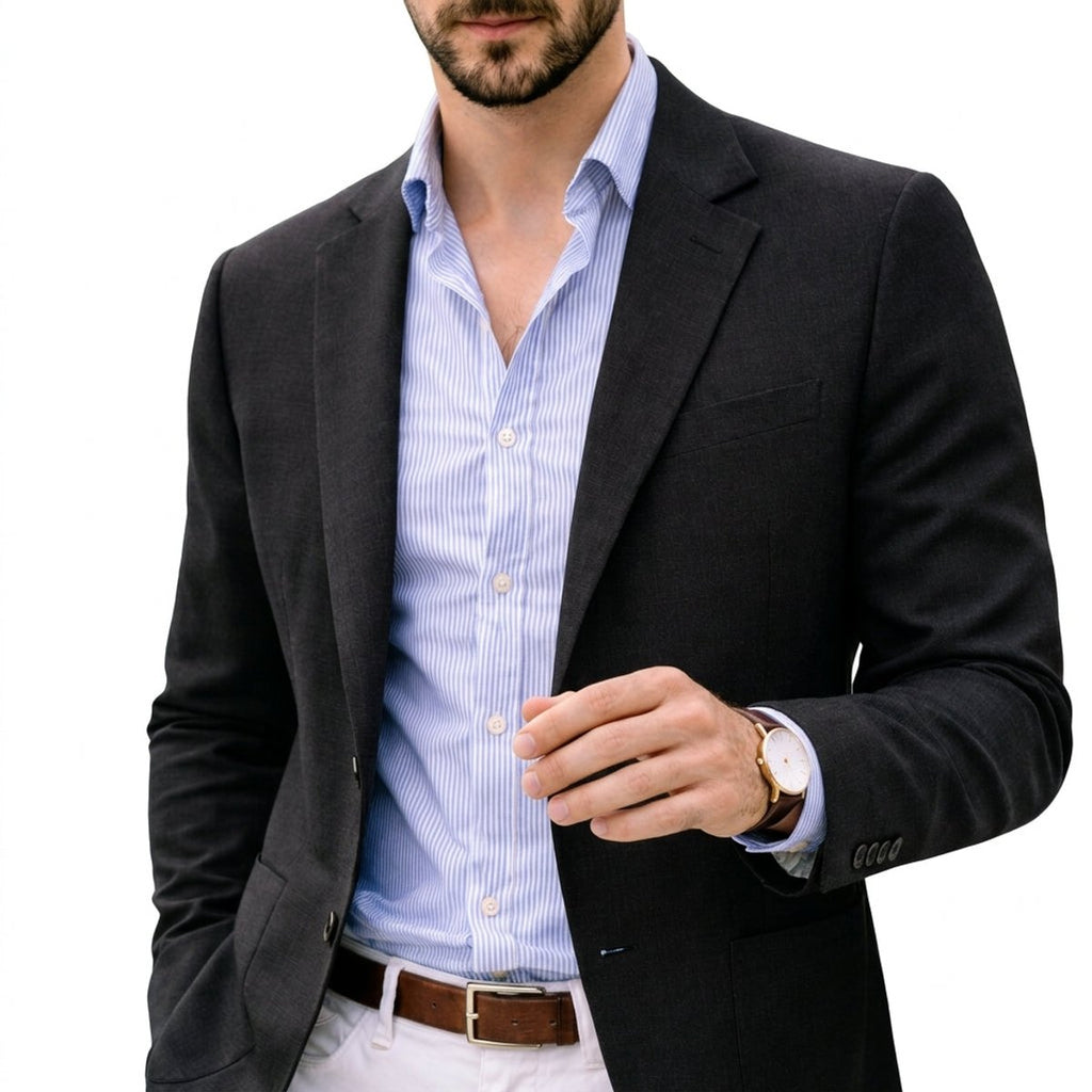 Men's Notch Lapel Knit Tailored Sport Coat