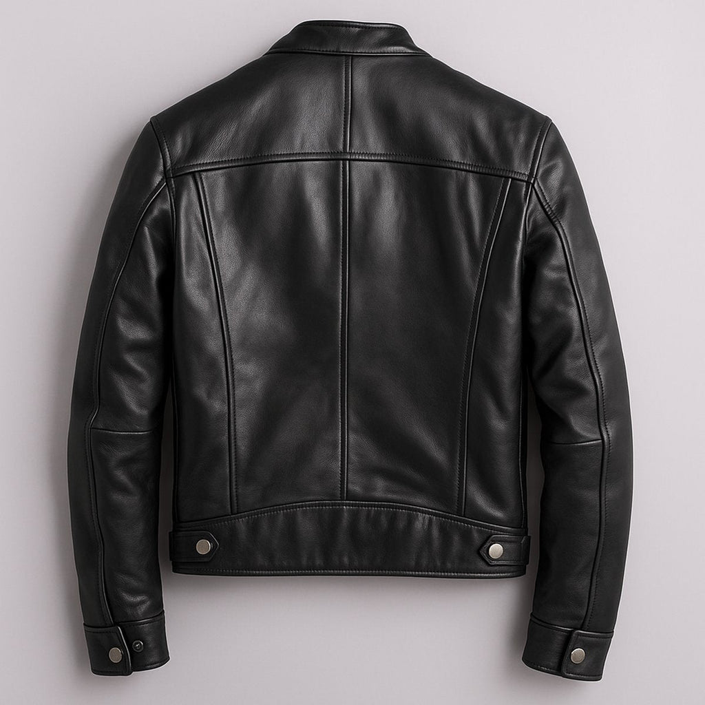 Men's Moto-Style Leather Coat with Vintage Biker Look