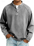 Men's Long Sleeve Vintage Wash Knit Henley Sweater