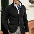 Men's Front-Button Waffle Knit Smart Casual Sweater Cardigan