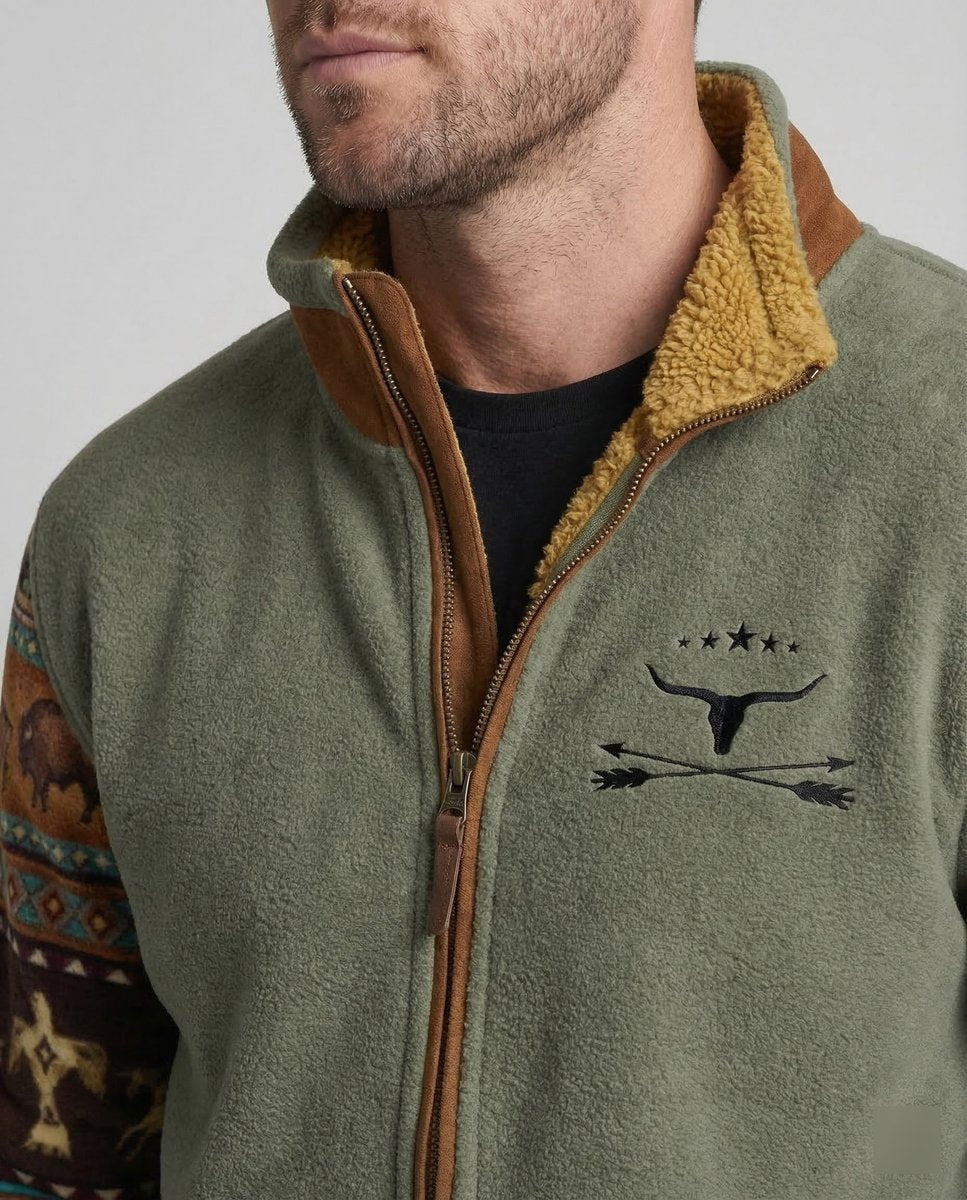 Men's Fleece Bomber Coat with Sherpa Lined Collar