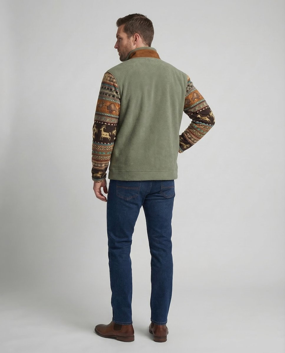Men's Fleece Bomber Coat with Sherpa Lined Collar