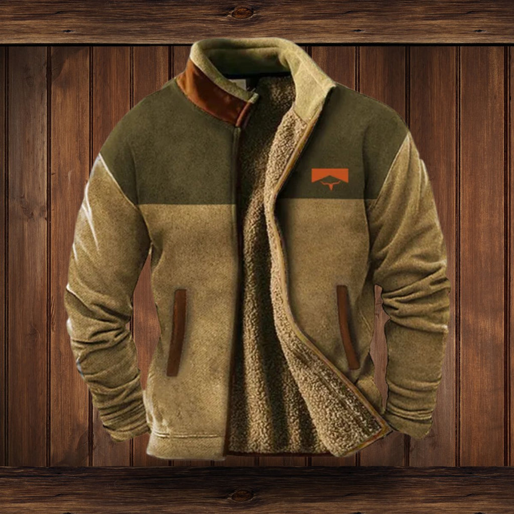 Men's Fleece Bomber Coat with Sherpa Lined Collar