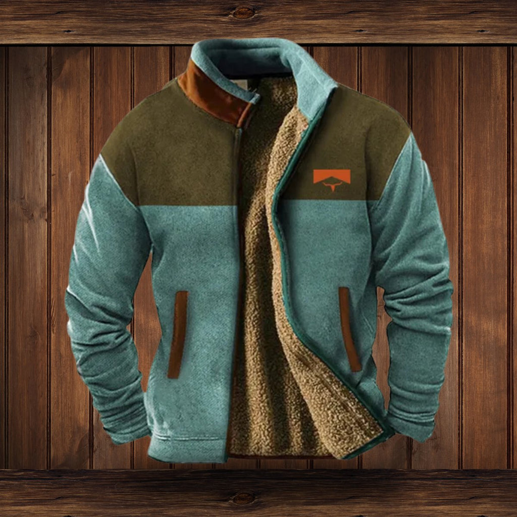 Men's Fleece Bomber Coat with Sherpa Lined Collar