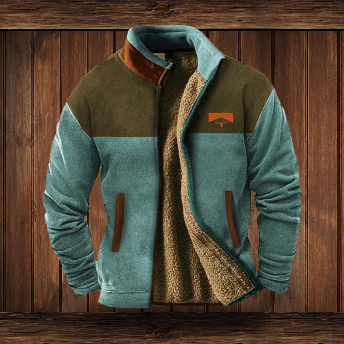 Men's Fleece Bomber Coat with Sherpa Lined Collar