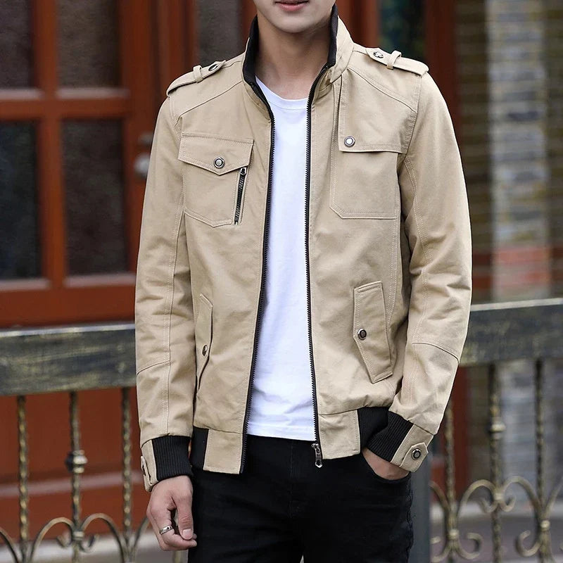 Men's Everyday Structured Bomber Coat with Front Zip