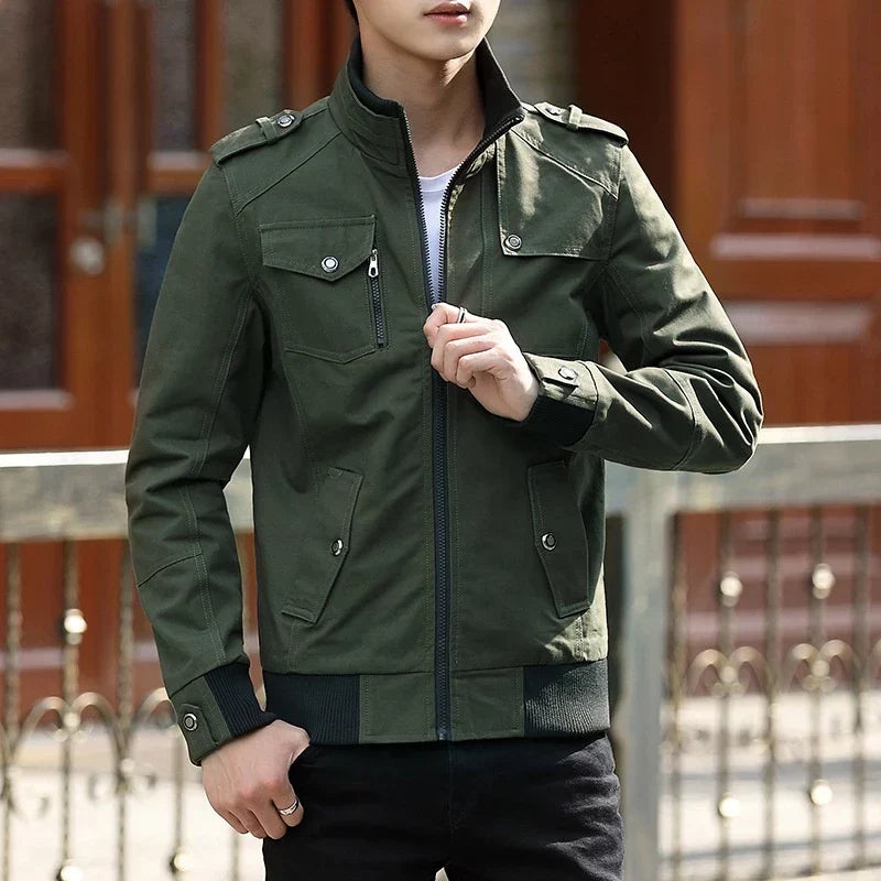 Men's Everyday Structured Bomber Coat with Front Zip