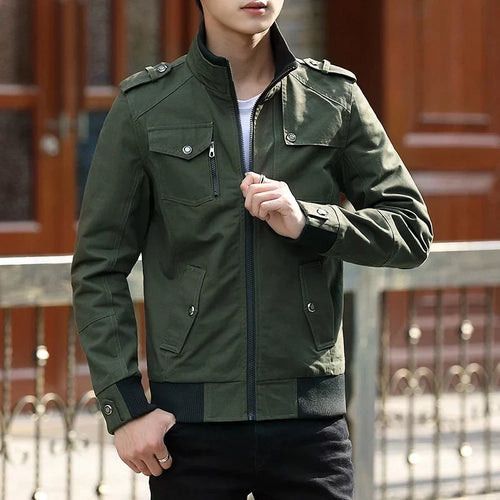 Men's Everyday Structured Bomber Coat with Front Zip