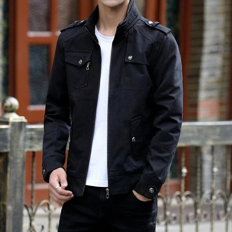Men's Everyday Structured Bomber Coat with Front Zip