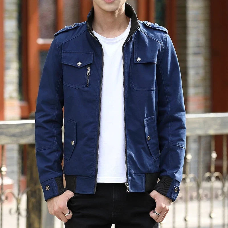 Men's Everyday Structured Bomber Coat with Front Zip
